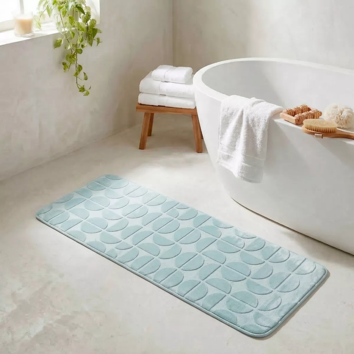 TAPIS MEMOIRE DE FORME MICROFIBRE ROY 45X120 CM - BLEU CLAIR