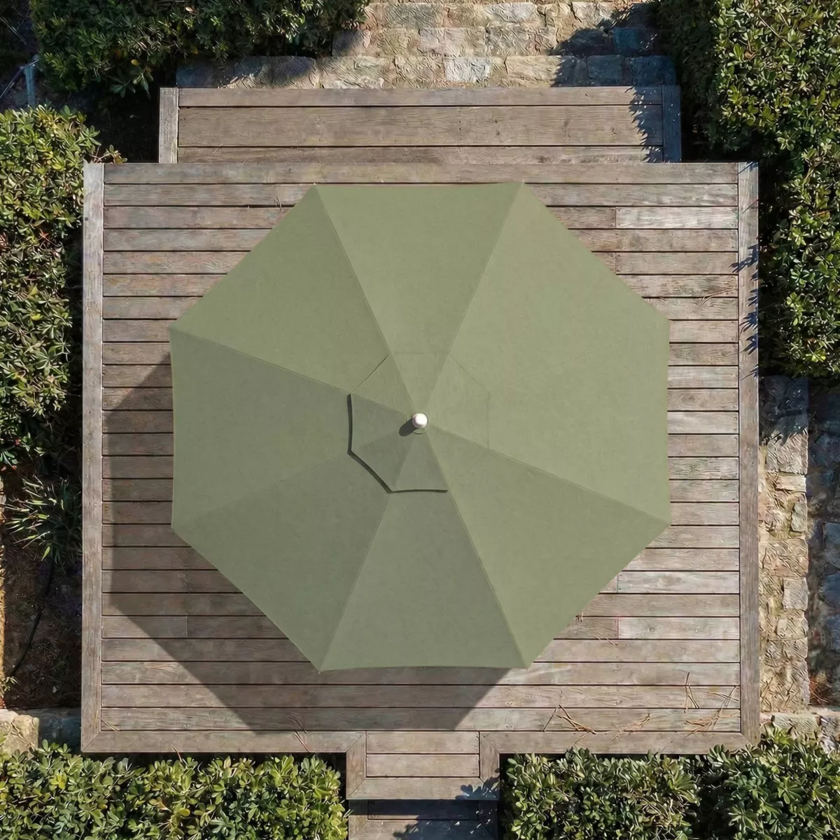 Ombrellone rotondo in alluminio (D3,3 m) Elyra Bianco e Verde oliva