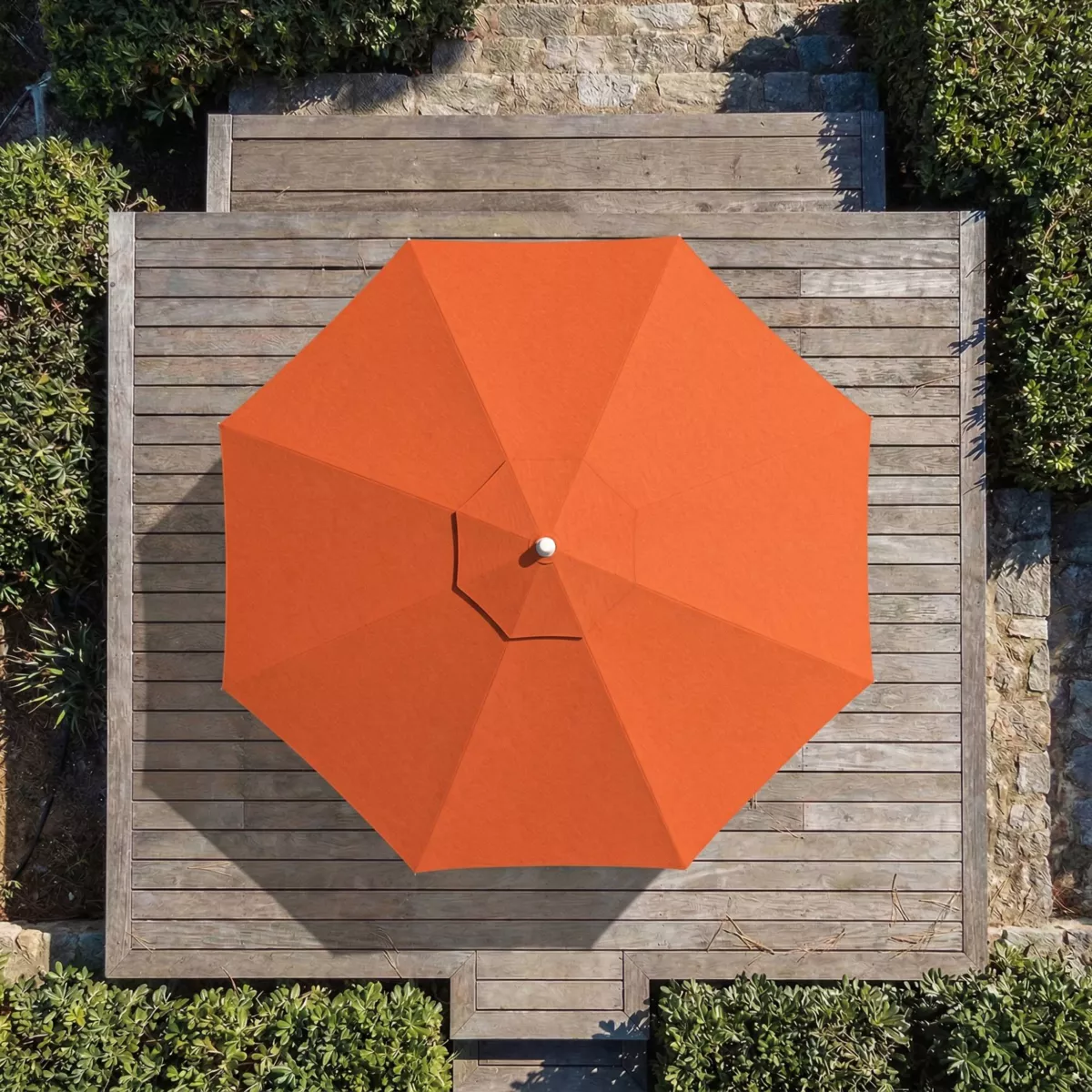 Ombrellone rotondo in alluminio (D3,3 m) Elyra effetto legno e Terracotta