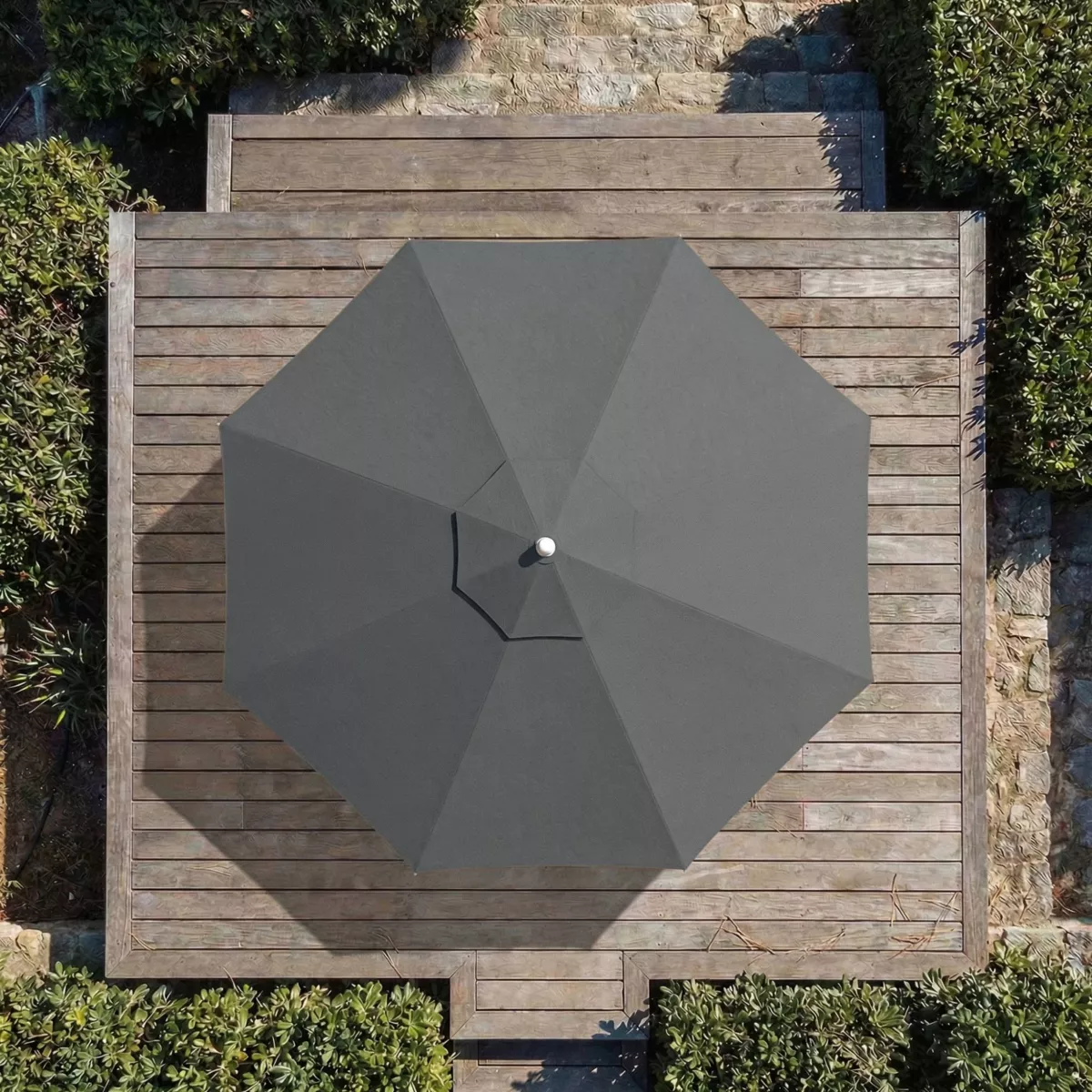 Runder Aluminium-Sonnenschirm (Durchmesser 3,3 m) Elyra Glänzendes Metallisiertes Anthrazit