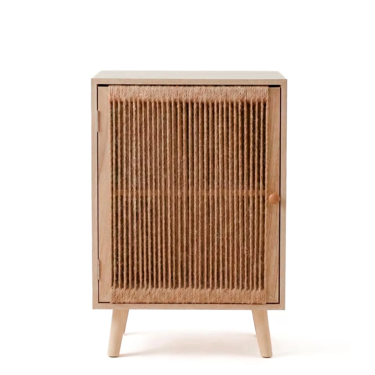 Commode chiffonnier 1 porte bois et corde de chanvre (40 x 65 cm) Manille Beige