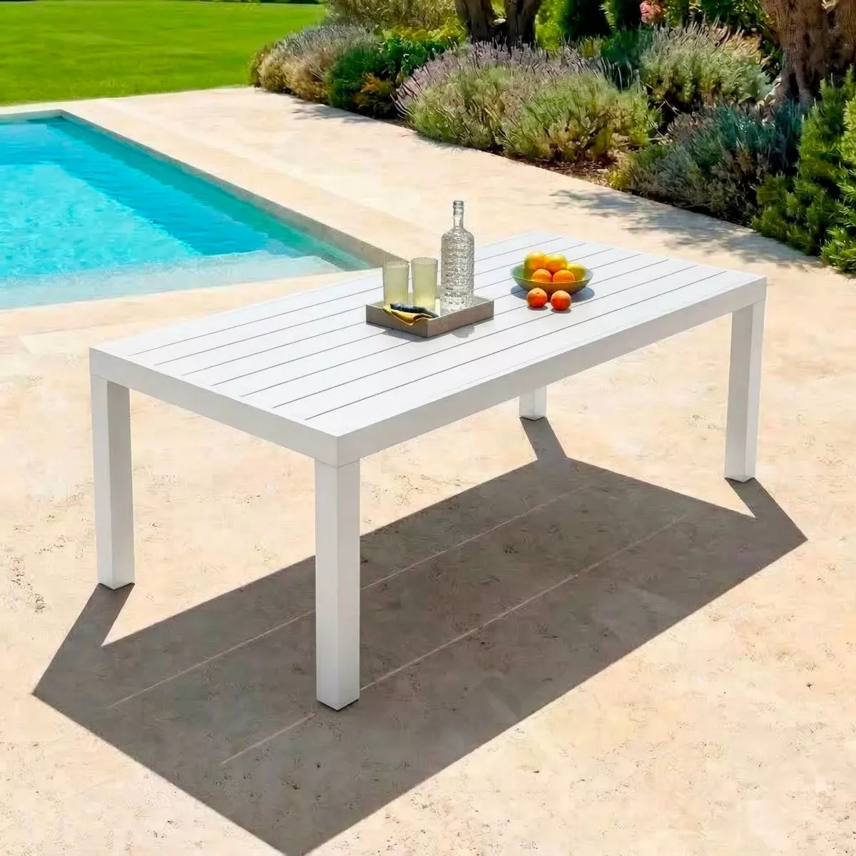 Mesa de jardÃƒÂ­n rectangular de aluminio para 10 personas (240 x 120 cm) Murano Blanco
