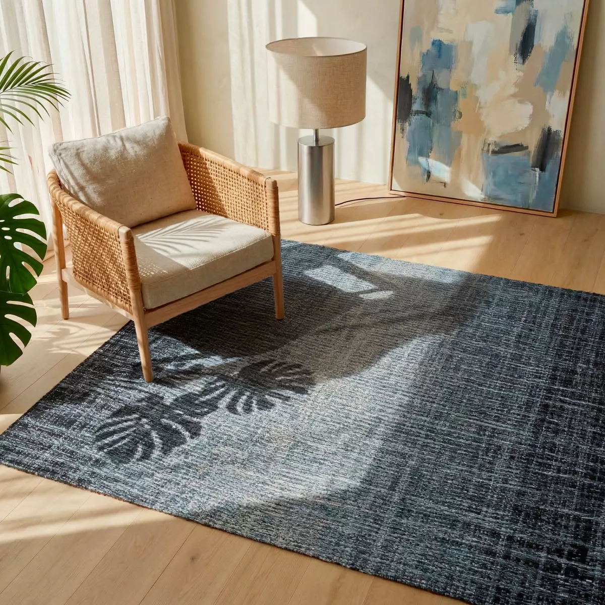 Tappeto da soggiorno rettangolare jacquard (140 x 200 cm) Shiraz Argento