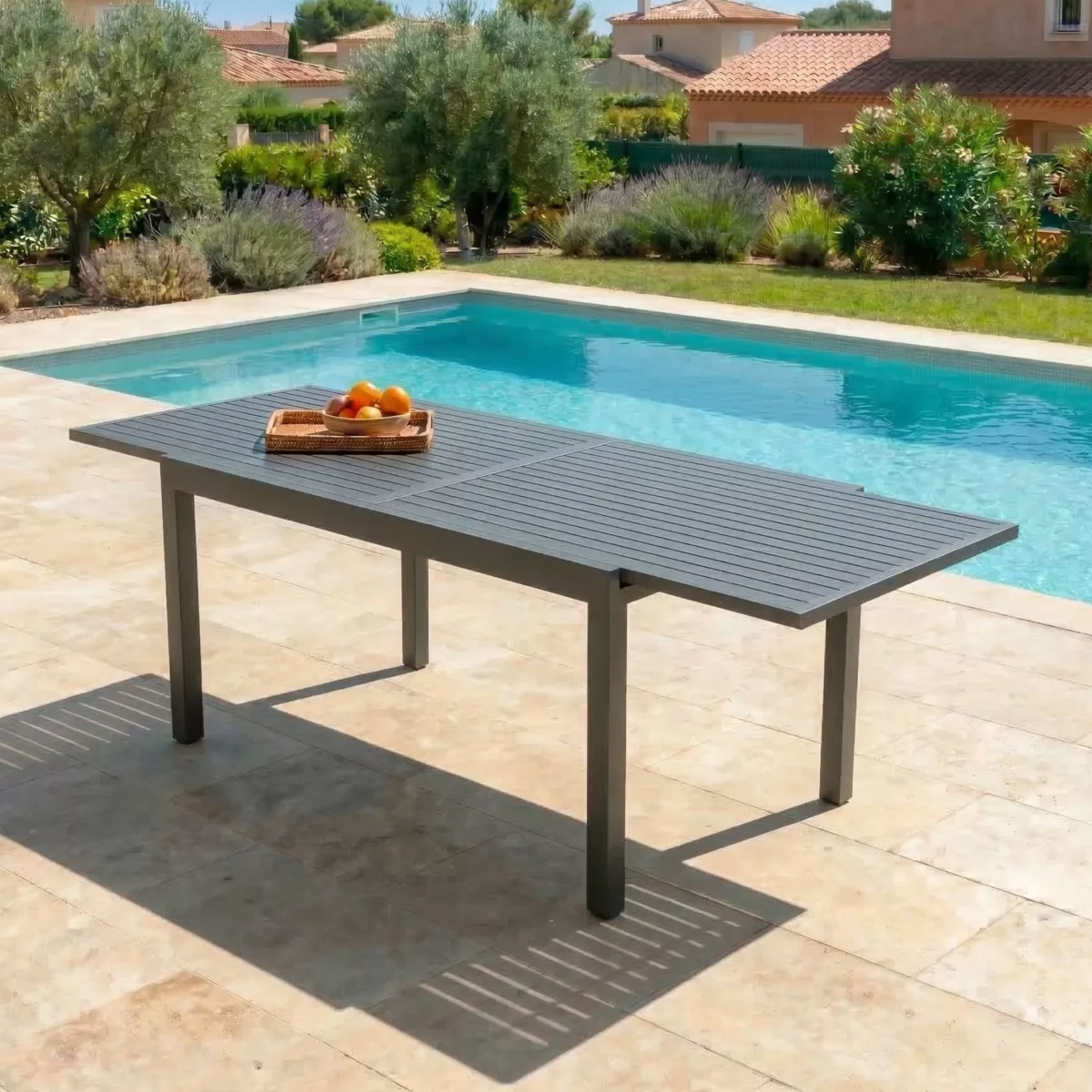 Table de jardin extensible 8 places Aluminium Murano (180 x 90 cm) - Gris anthracite 2