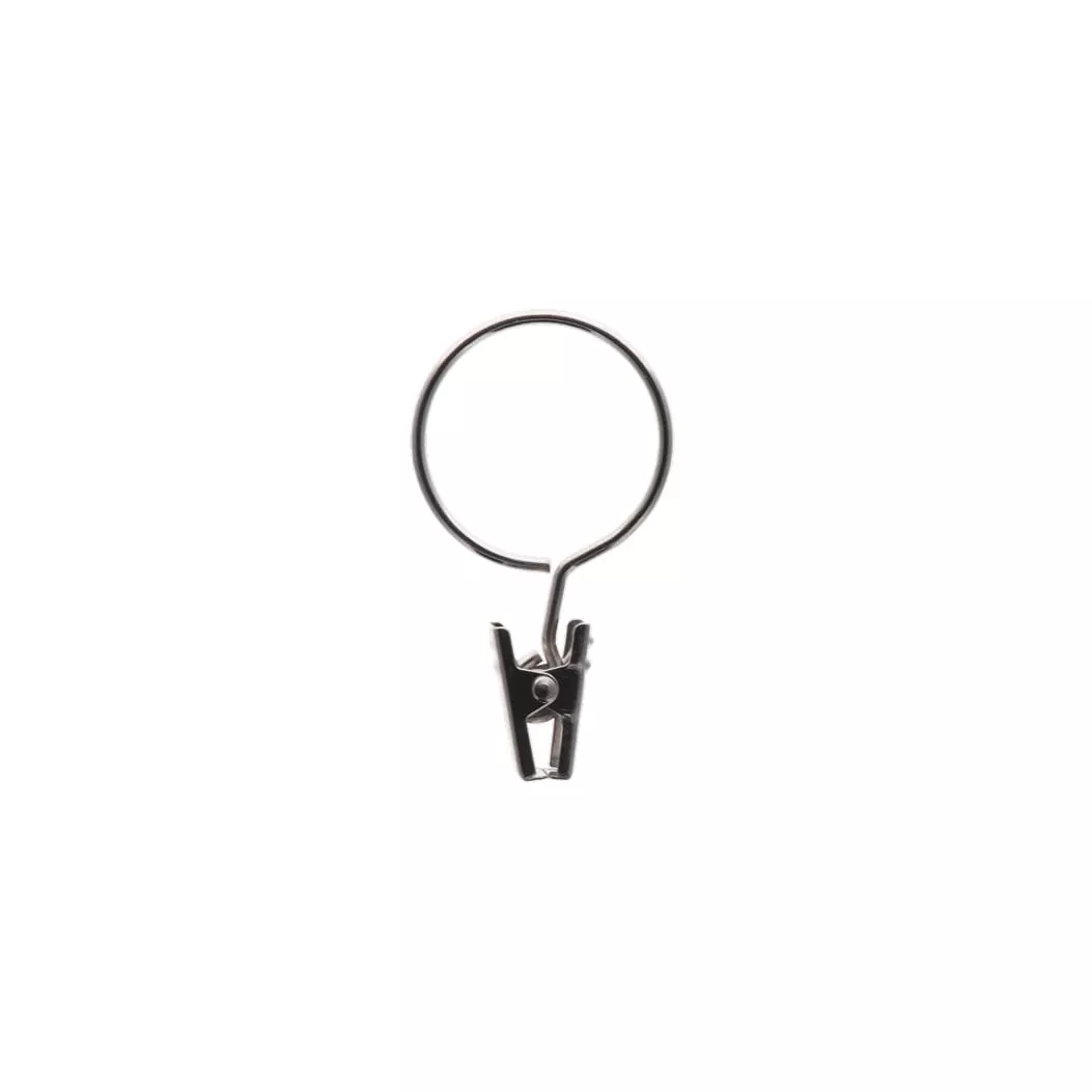 Set di 8 anelli con clip per bastone per tende (D25 mm) Jili Argento