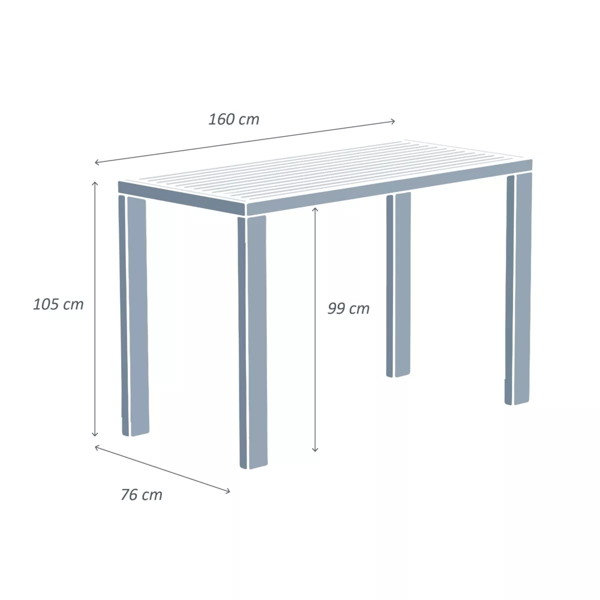 Mesa alta Aluminio Murano - Gris Antracita 7