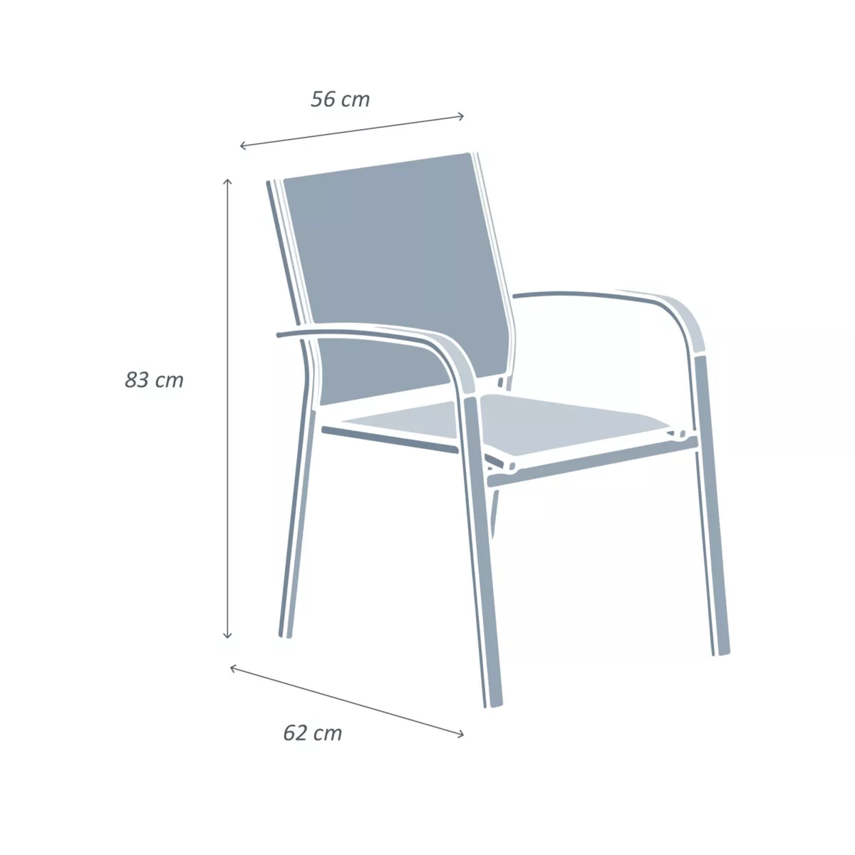 Silla de jardín con reposabrazos alu apilable Murano - Blanco / Topo 8