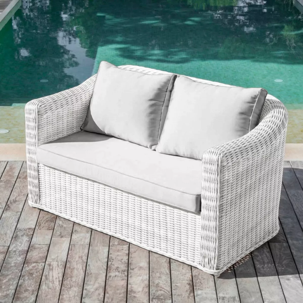 Salotto da giardino Calvi Bianco/Grigio chiaro 4 posti