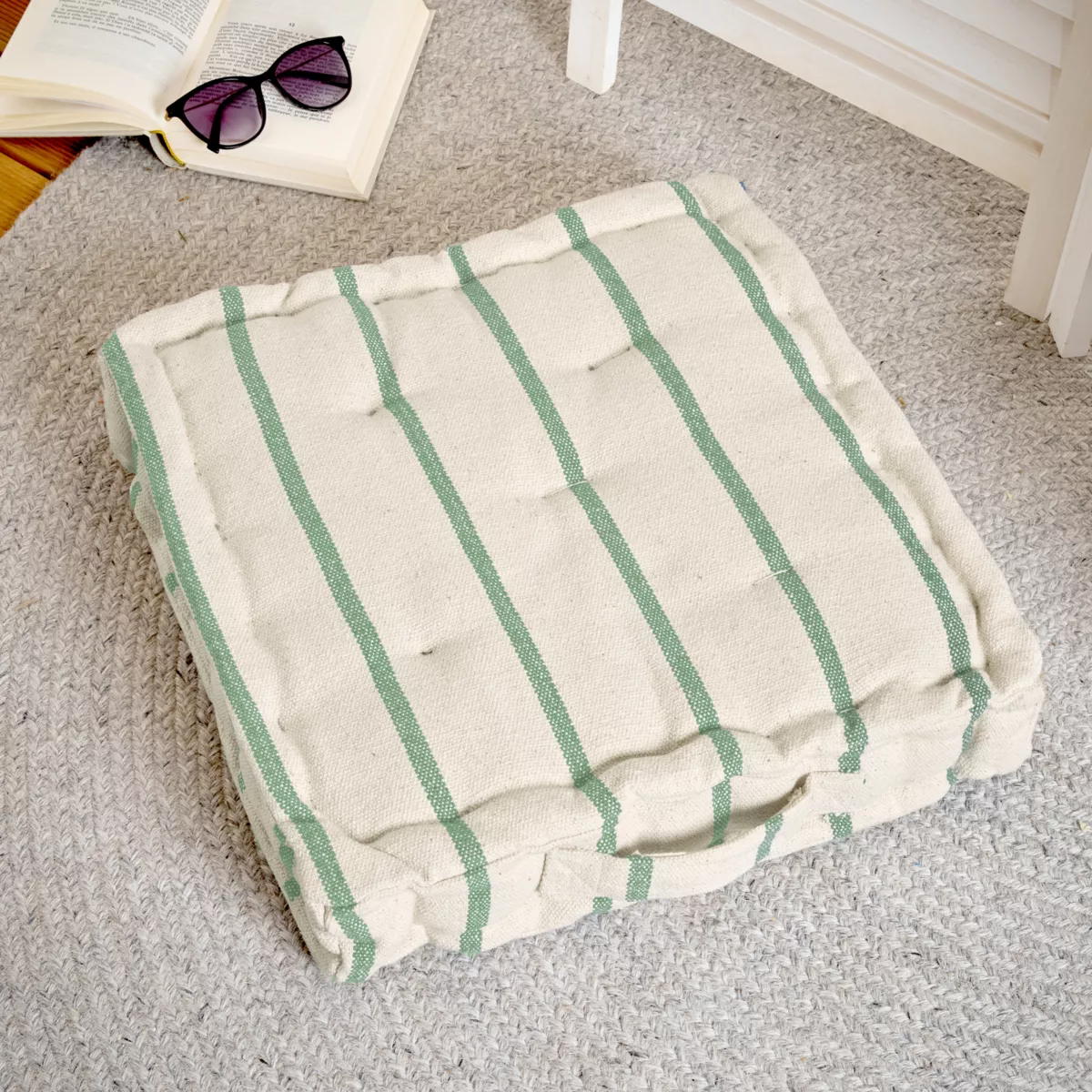 Cuscino da terra per esterni in tela di cotone quadrato (45 x 45 cm) Ocealys Verde