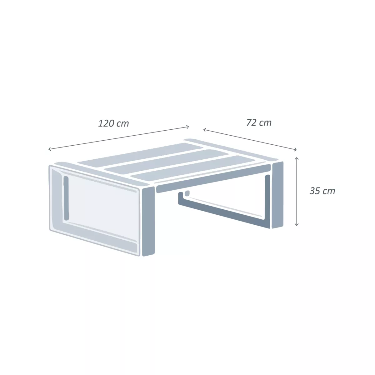 Table basse de jardin rectangulaire en alumininum (120 x 72 cm) Elba Blanc