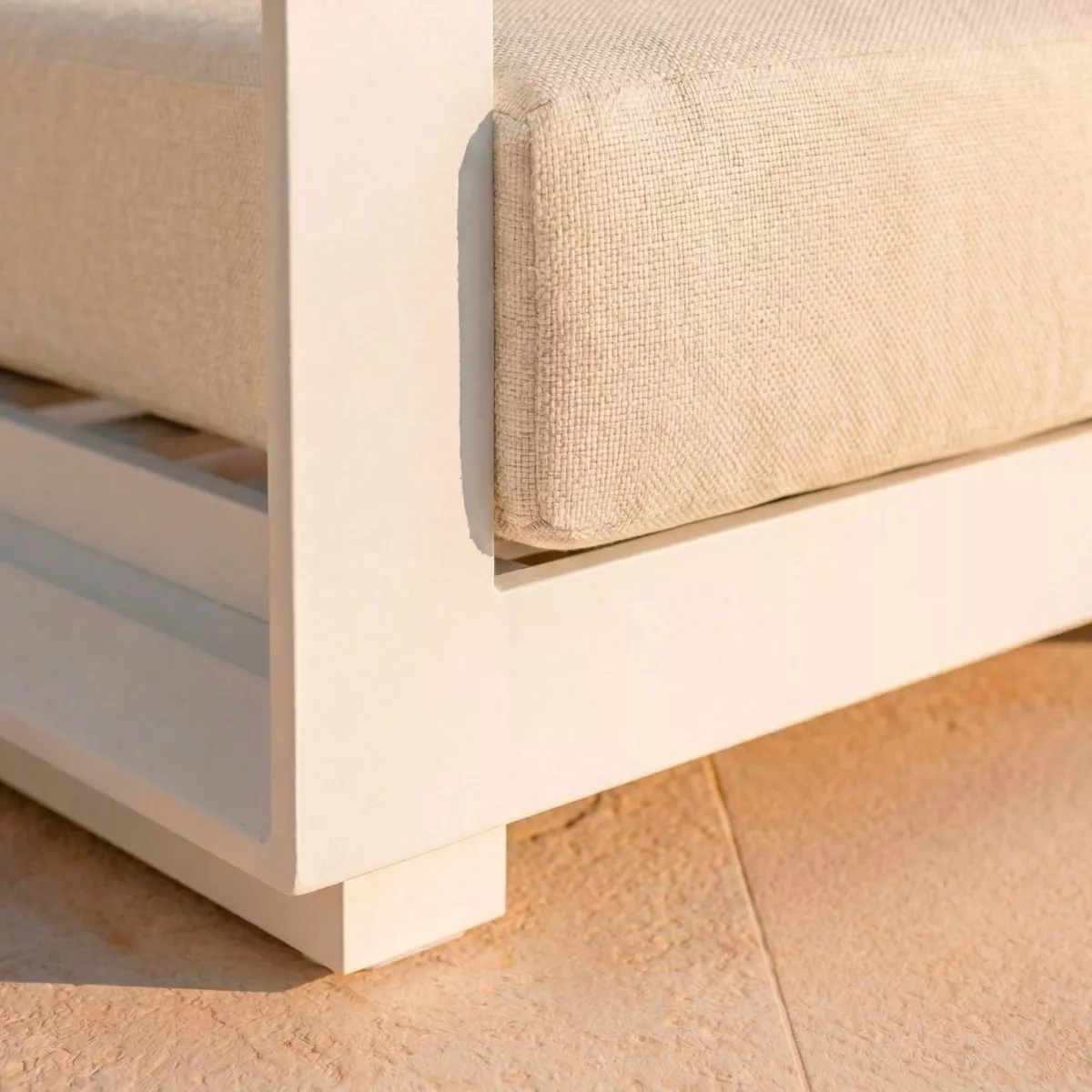 Gartensessel aus Aluminium Elba Weiß und Beige