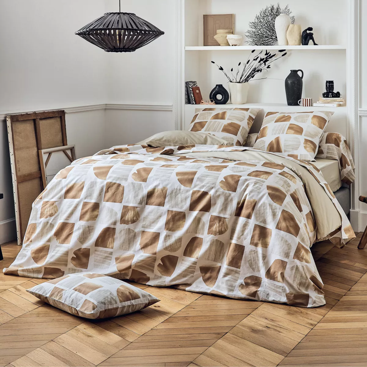 Federa per cuscino quadrata in cotone (65 x 65 cm) Arty Marrone segale
