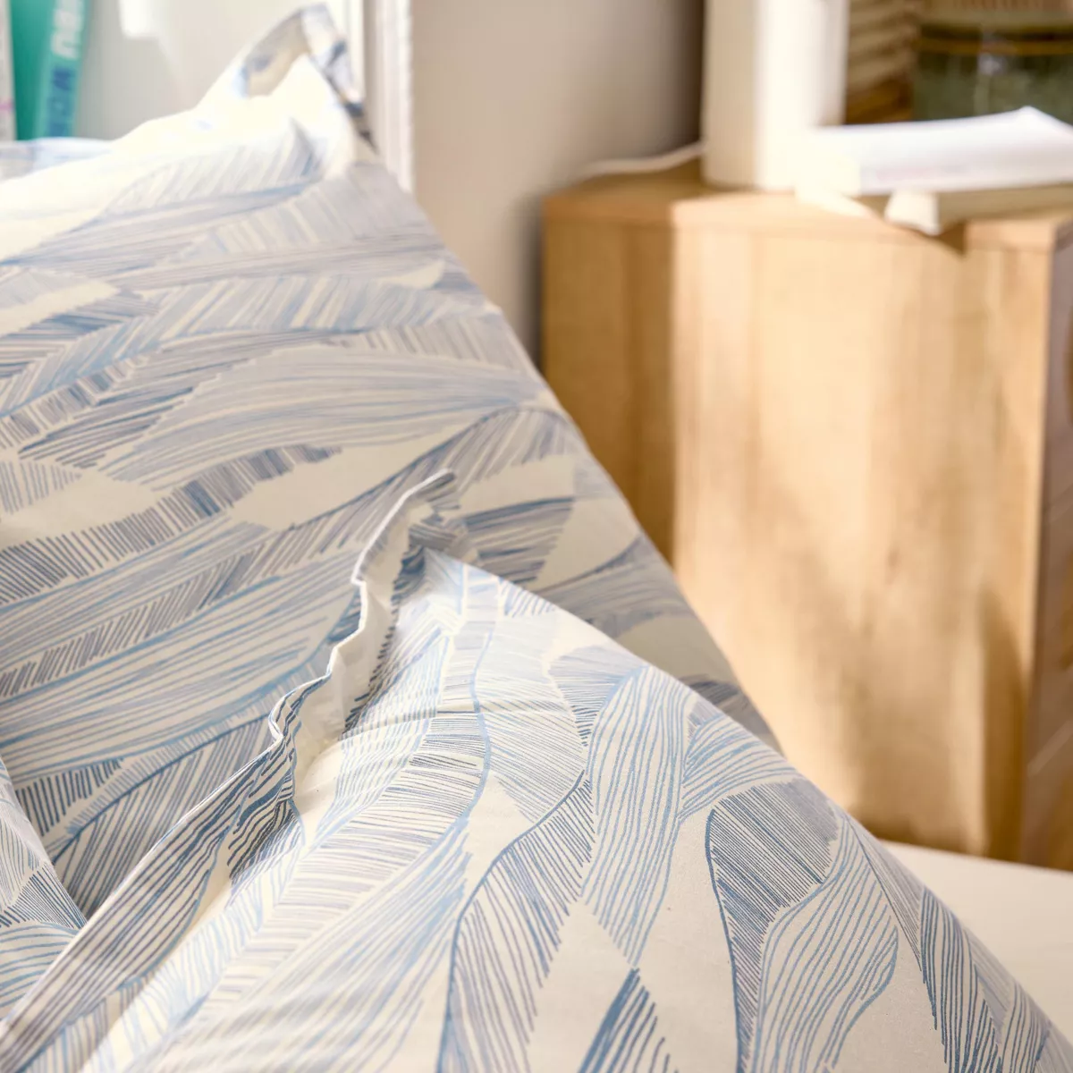 Copripiumino in cotone lavato (260 x 240 cm) Onde Blu