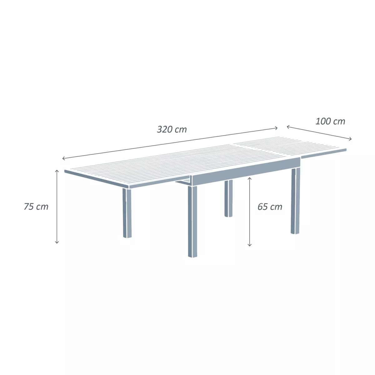 Tavolo da giardino allungabile 12 posti Alluminio effetto legno Murano (320 x 100 cm) - Bianco 5