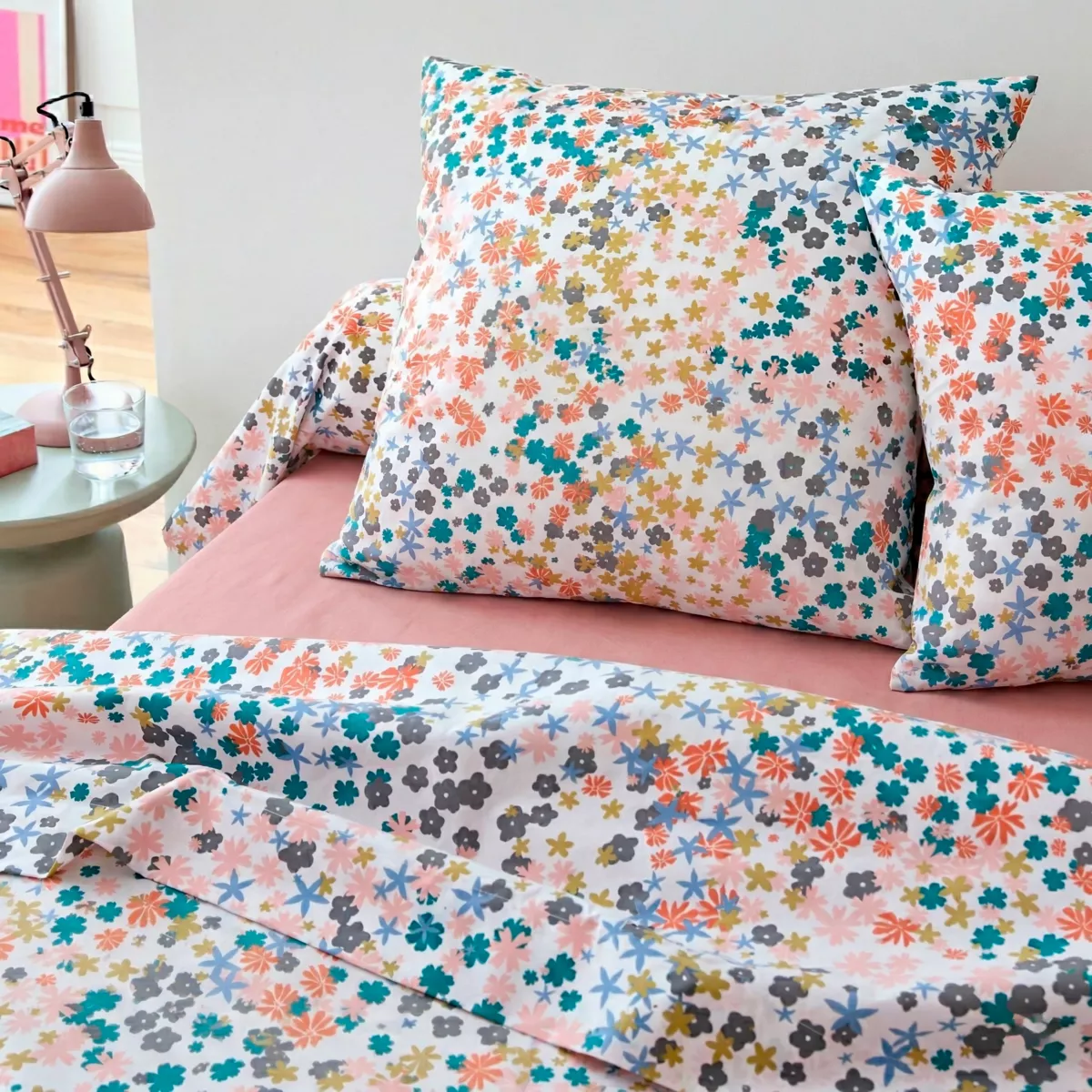 Federa per cuscino quadrata in percalle di cotone (65 x 65 cm) Lolita Multicolore