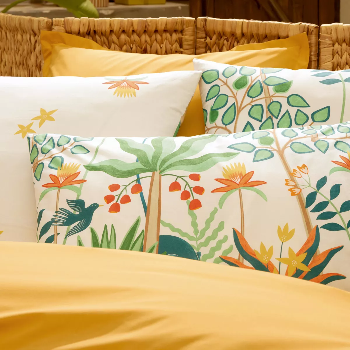 Copripiumino in percalle di cotone (300 x 240 cm) Calypso Giallo