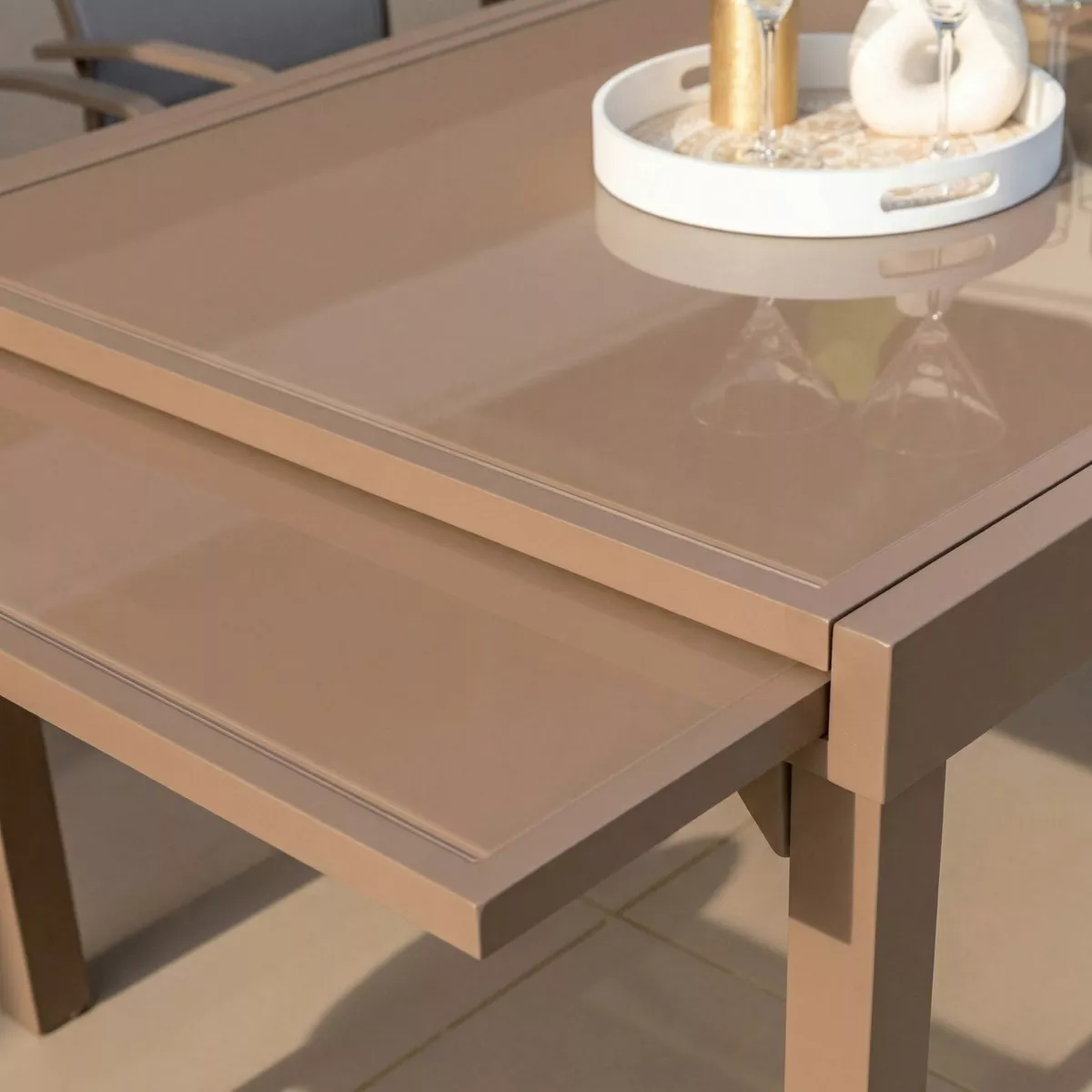 Gartentisch ausziehbar Murano Glas bis zu 12 Pers. (200/320 x 100 cm) Murano Bronze