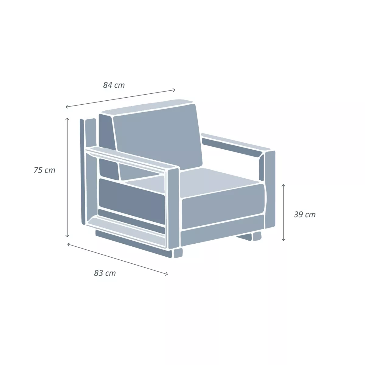 Fauteuil de jardin détente en aluminium Elba Blanc et gris clair