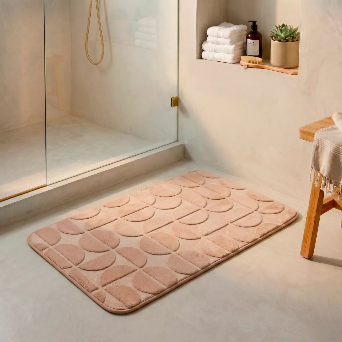 Tappeto da bagno rettangolare in memory foam (50 x 80 cm) Motivo Cappuccino