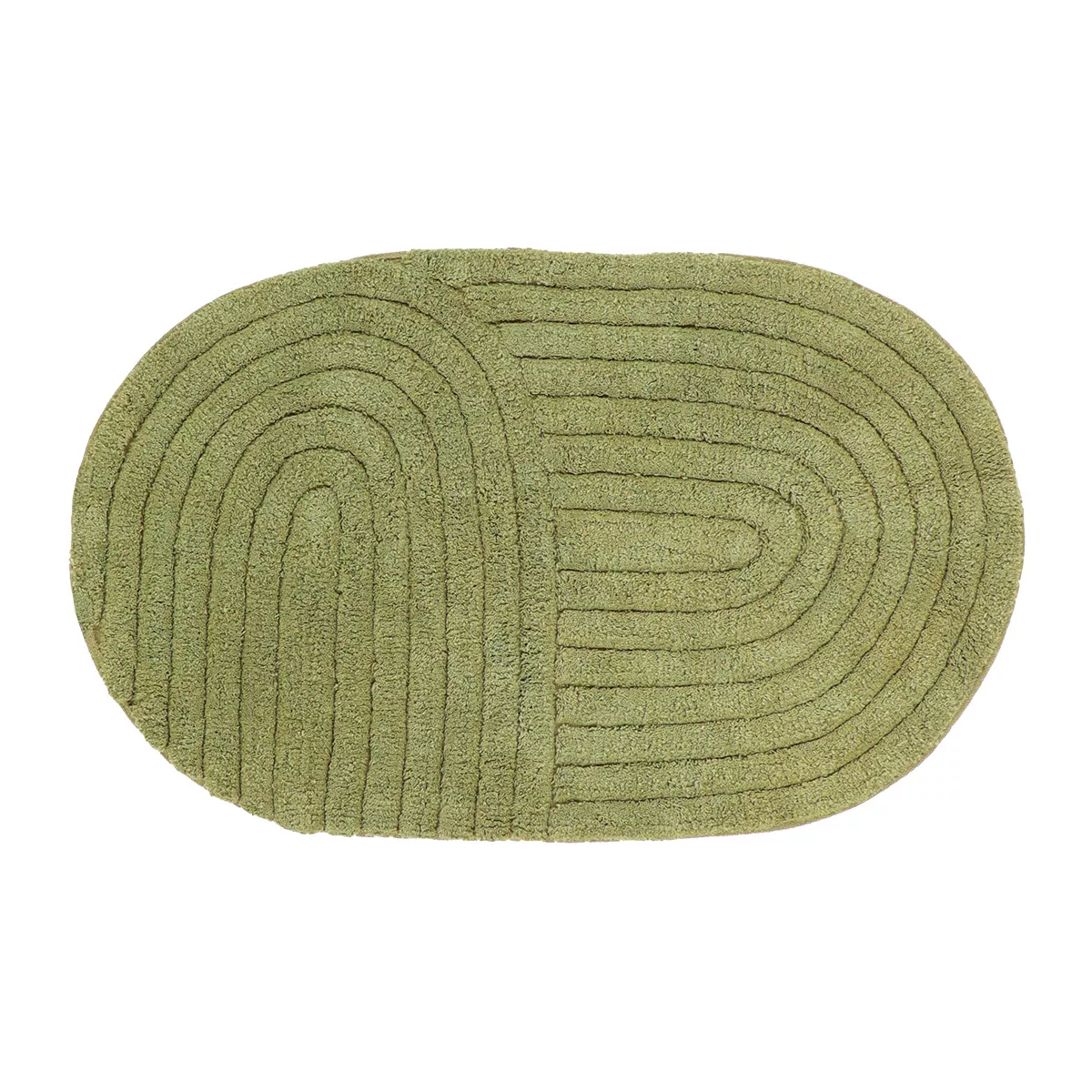 Alfombra de baño ovalada de algodón tuftado (50 x 80 cm) Boho-chic Verde oliva