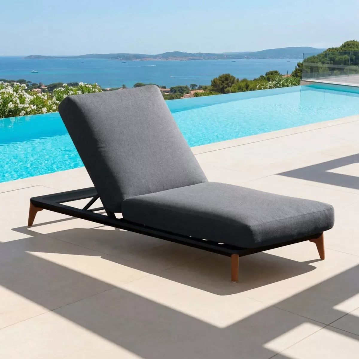 Lettino prendisole alluminio Monte Carlo Grigio antracite