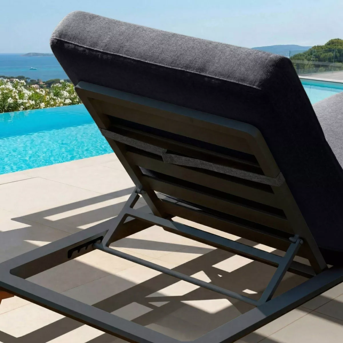 Lettino prendisole alluminio Monte Carlo Grigio antracite