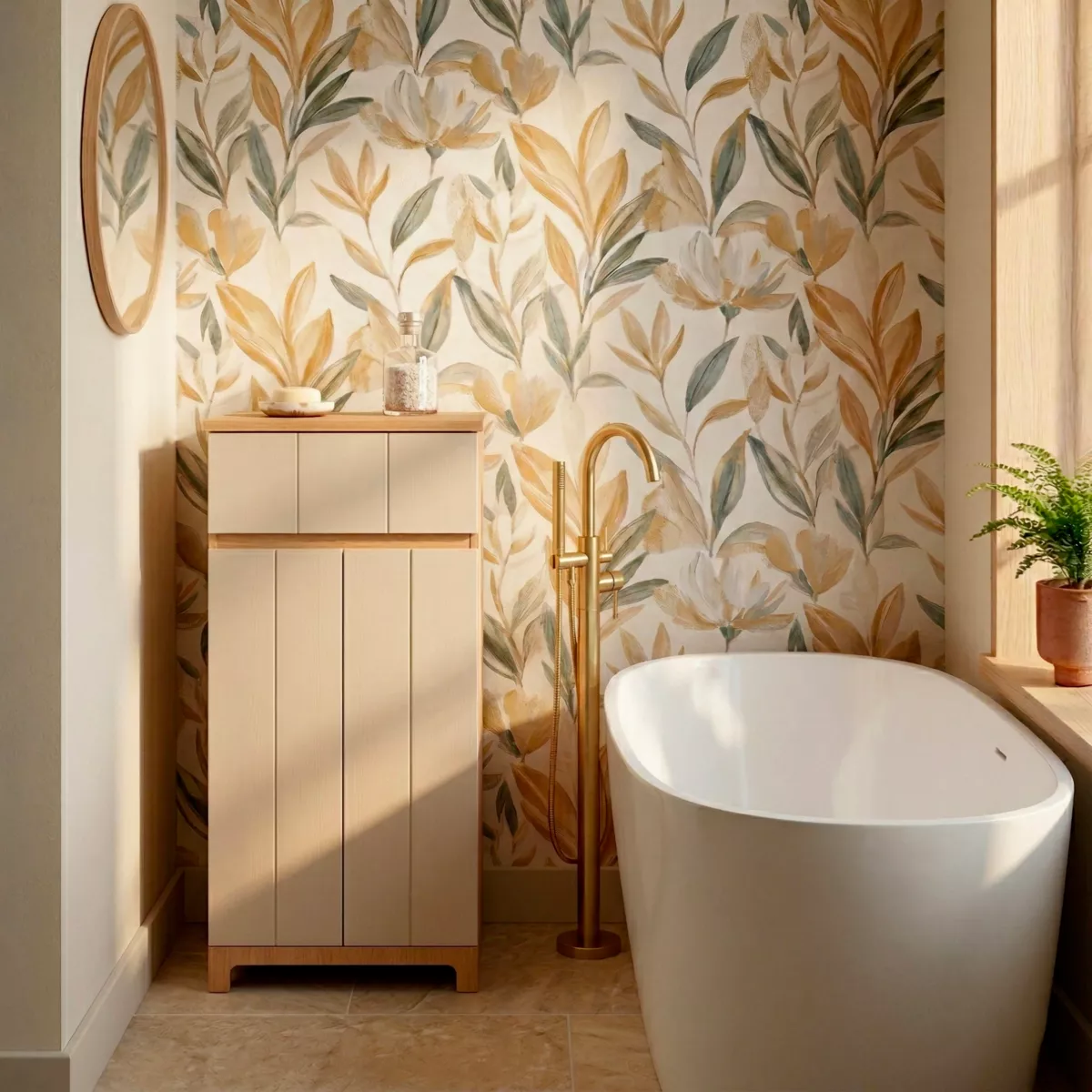 Mobiletto basso bagno in legno (83 x 38 cm) Rivoli Naturale