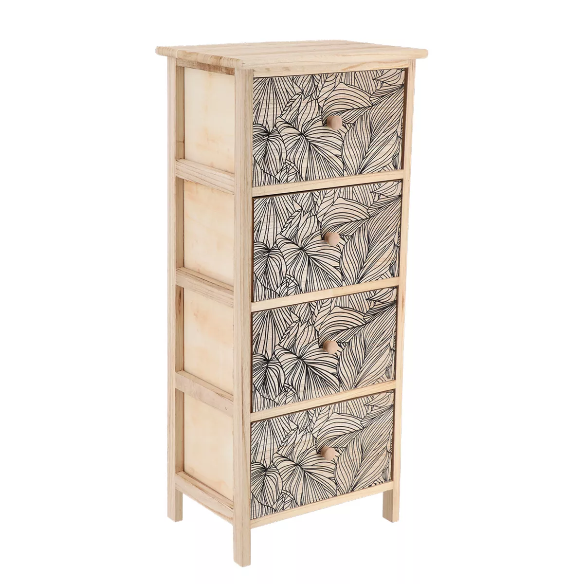 Mobiletto 4 cassetti in legno di paulownia (86 x 37 cm) Esteban Nero