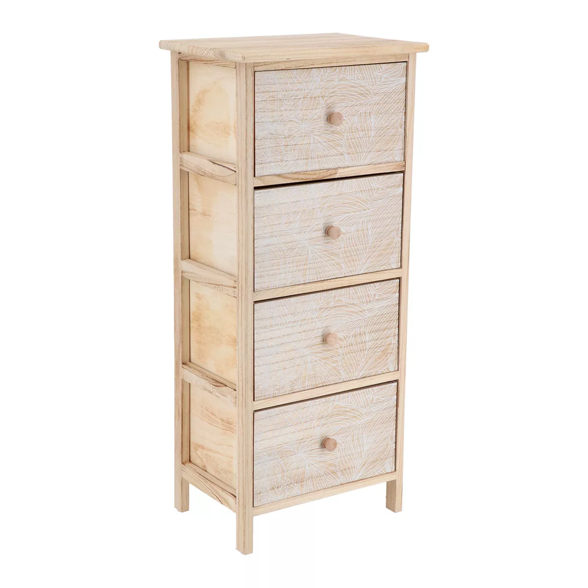 Mobiletto 4 cassetti in legno di paulownia (86 x 37 cm) Esteban Bianco
