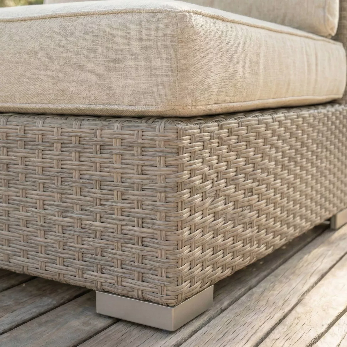Poltrona da giardino angolare in resina intrecciata Palma Grigio e beige