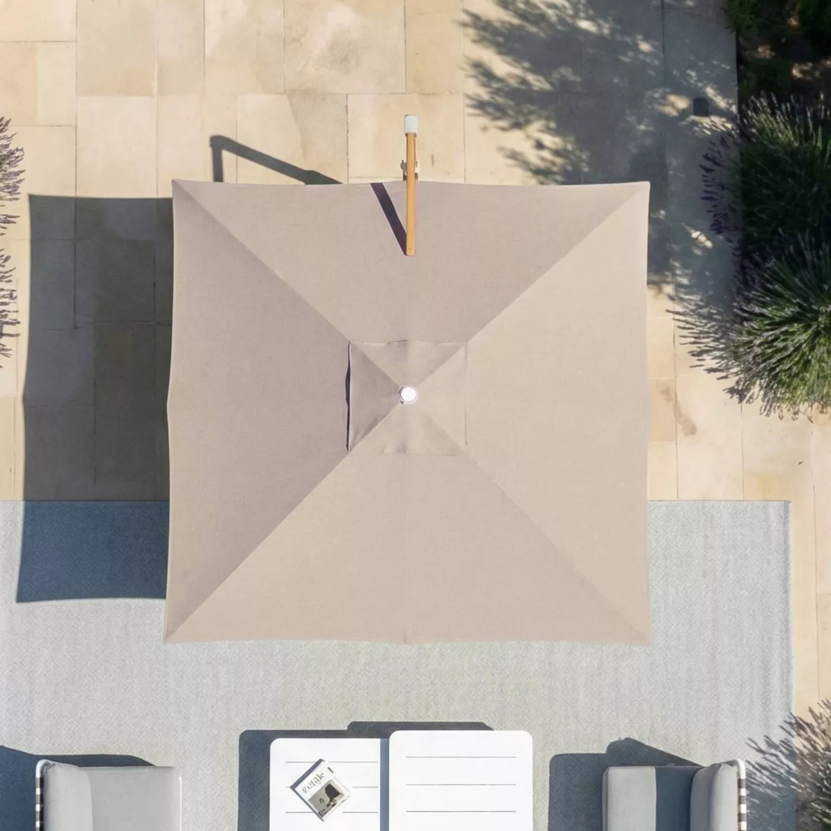 Telo per ombrellone decentrato (3 x 3 m) Elyra Tortora