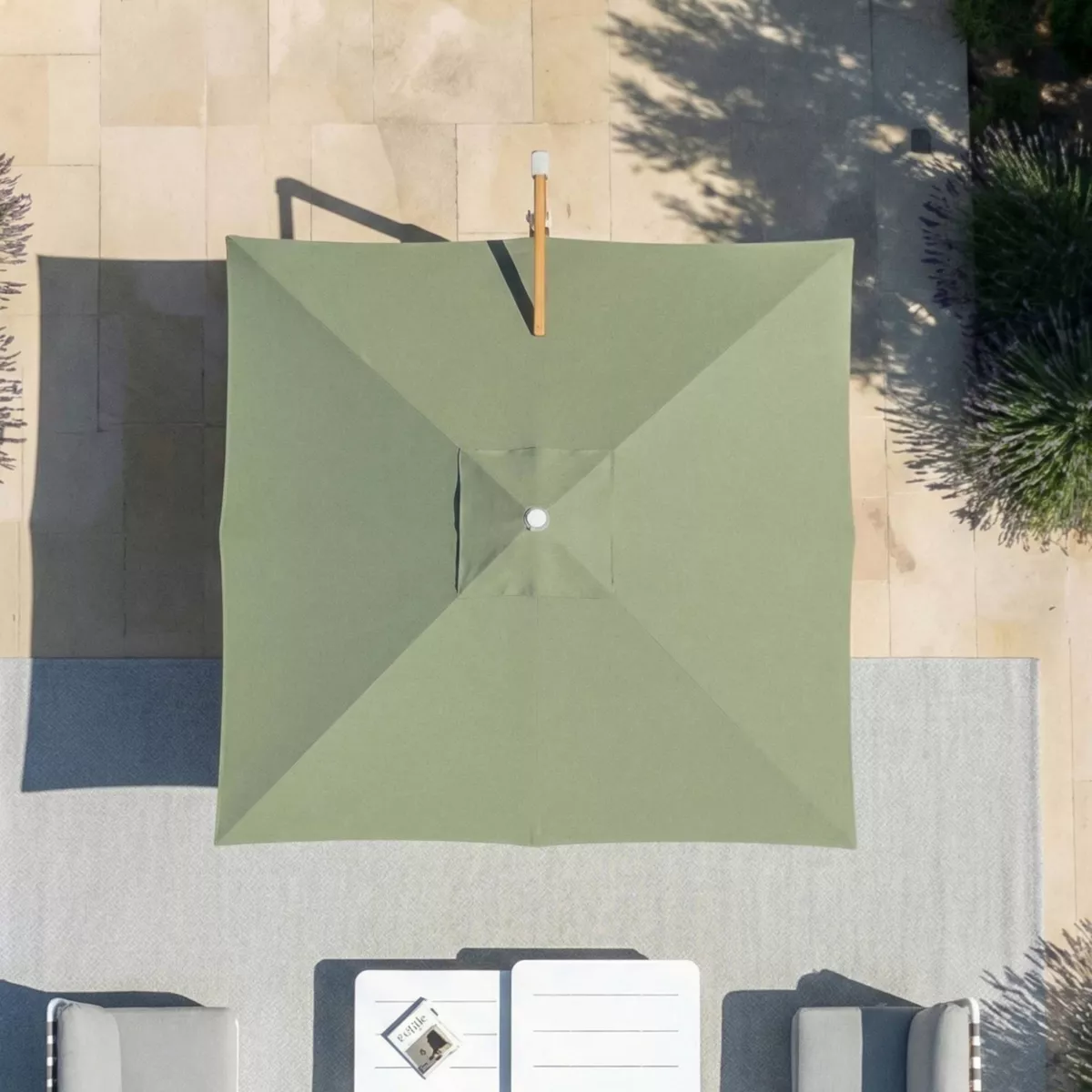 Tessuto per ombrellone decentrato (3 x 3 m) Elyra Verde oliva