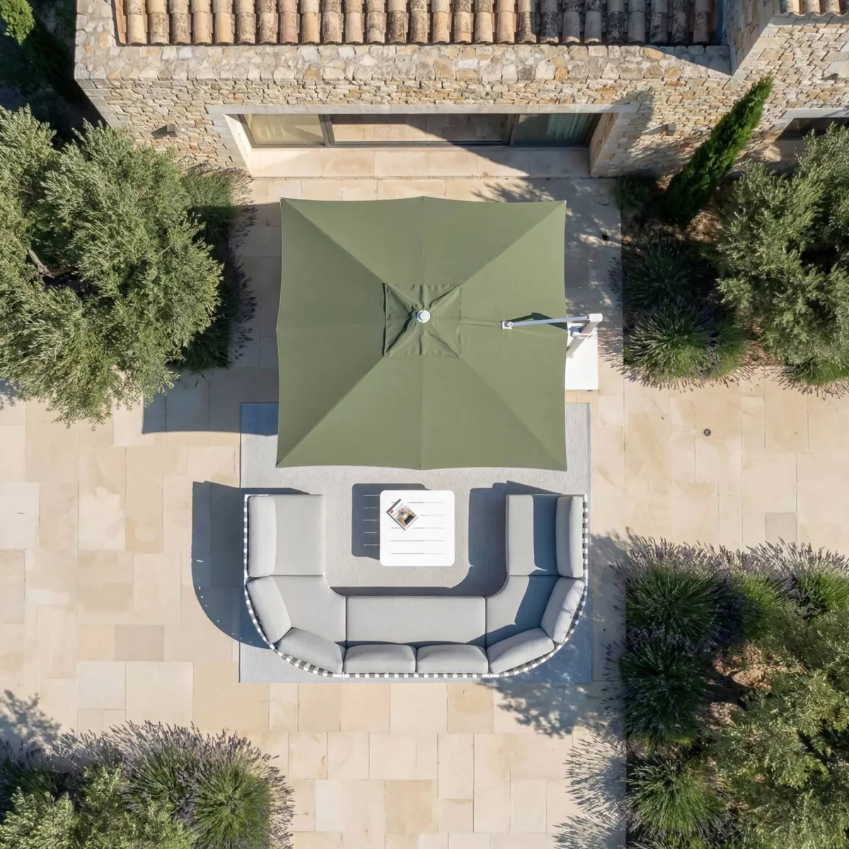Tessuto per ombrellone decentrato (3 x 4 m) Elyra Verde oliva