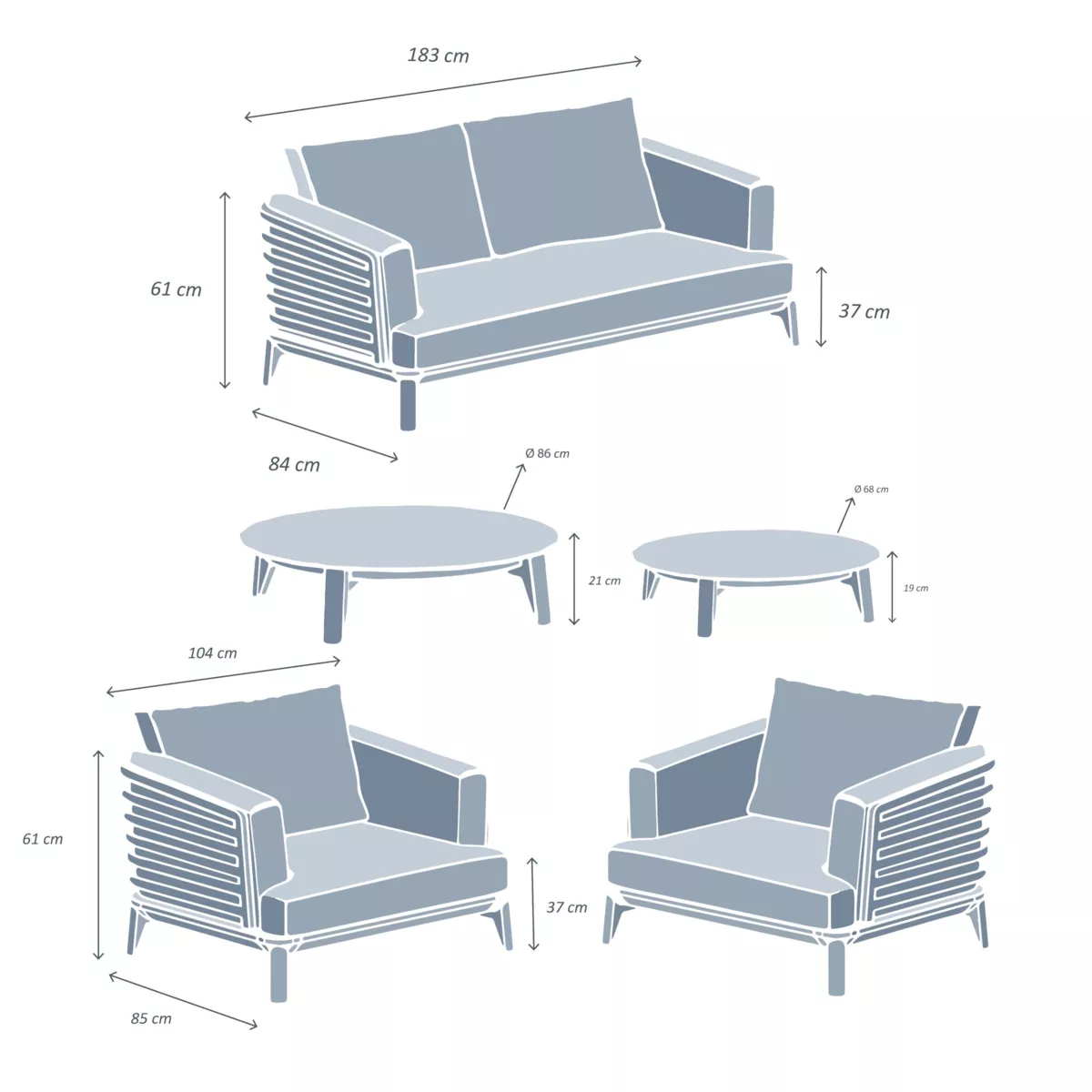 Set da giardino in alluminio 4 posti 5 pezzi Monte Carlo Bianco e terracotta