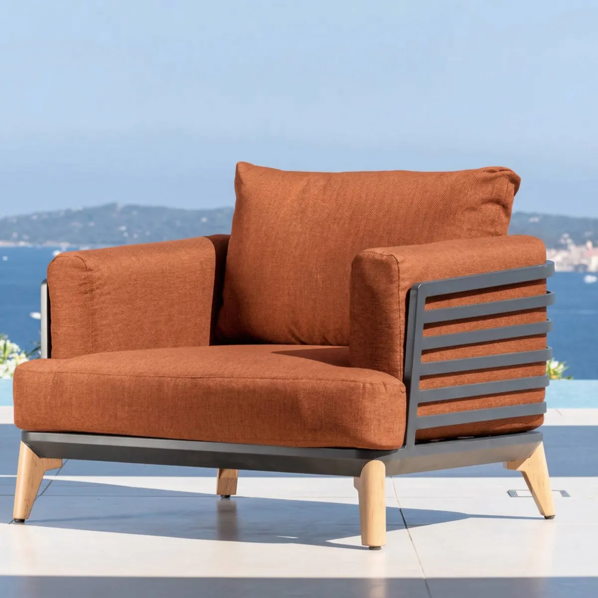 Set da giardino in alluminio 5 posti 5 pezzi Monte Carlo Grigio antracite e terracotta