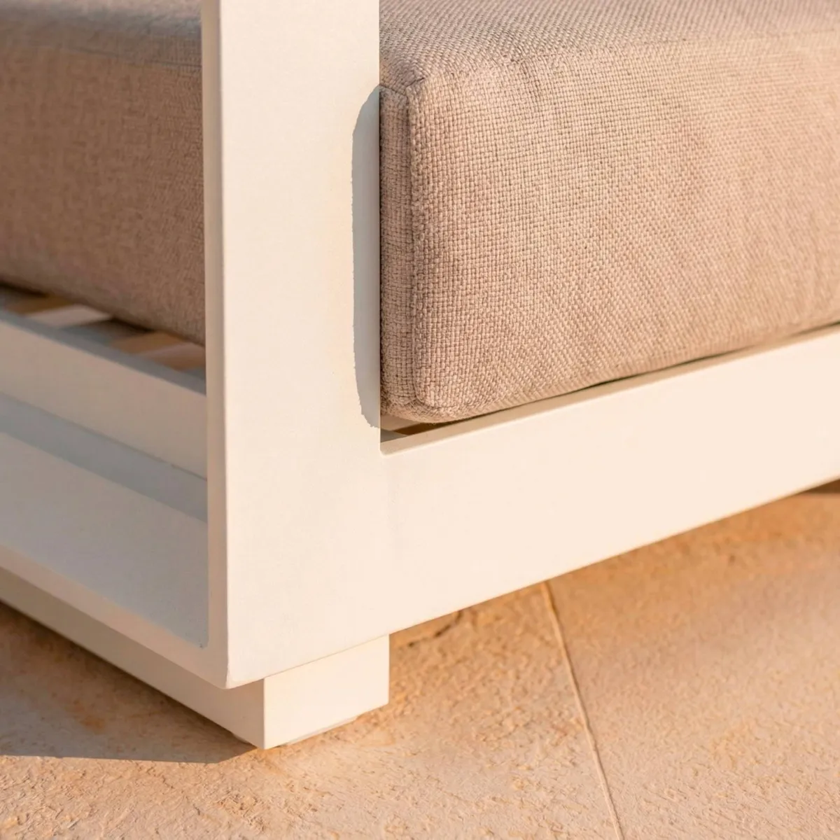 Salon de jardin aluminium 5 places 4 pcs Elba Blanc et taupe