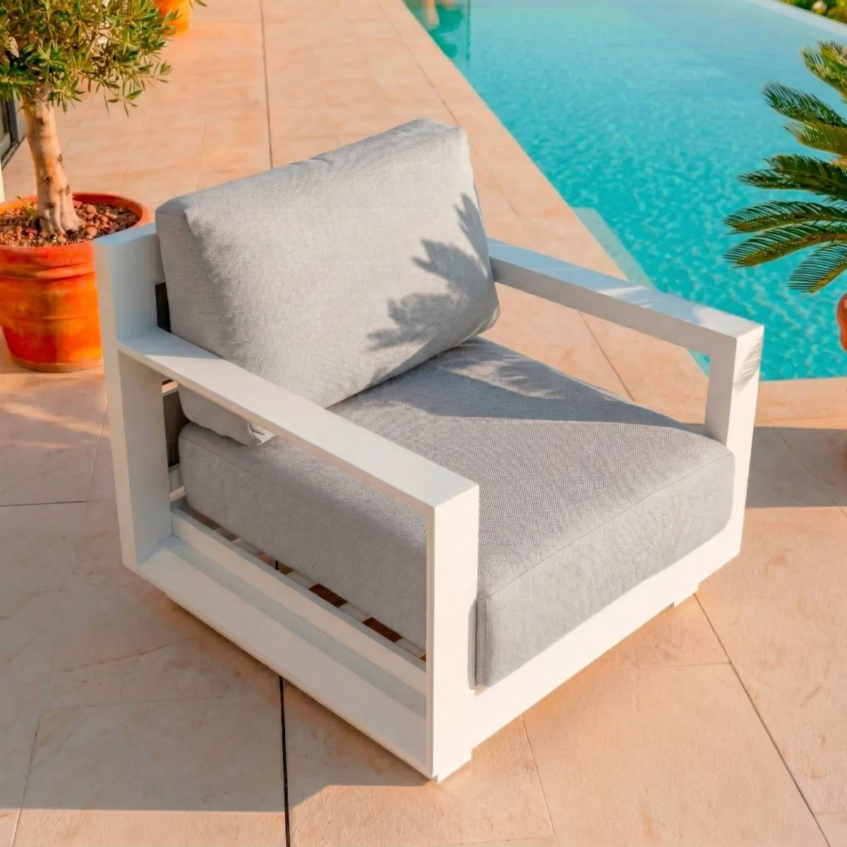 Lounge-Set 5 Plätze 4 tlg Elba Weiß und Hellgrau