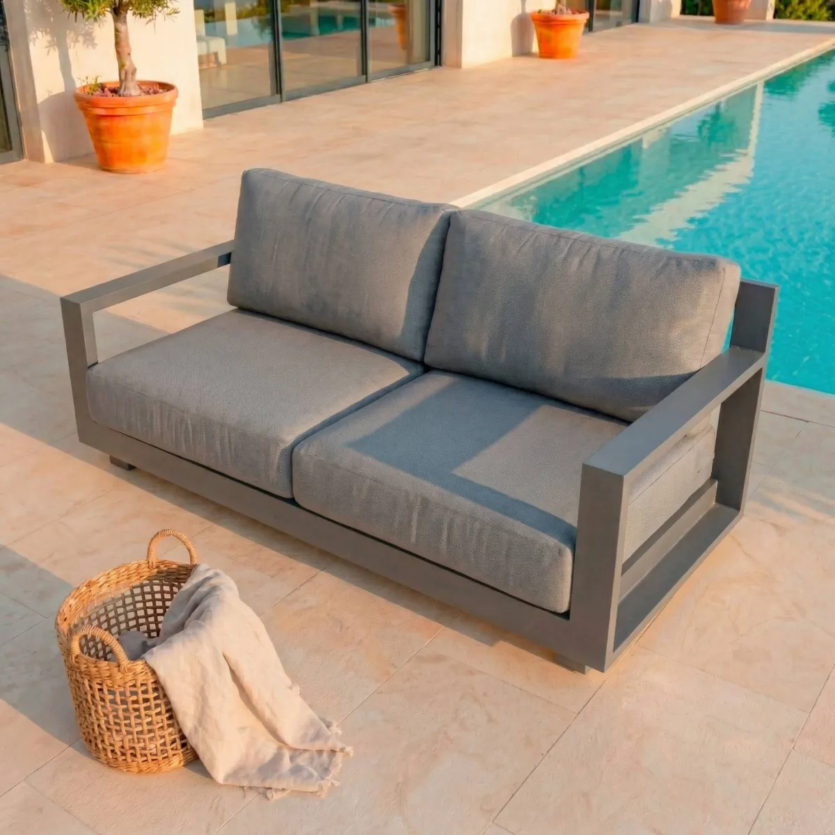 Salon de jardin aluminium 7 places 5 pcs Elba Gris anthracite