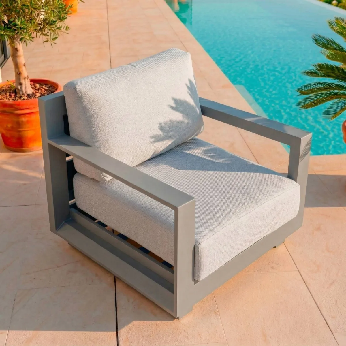 Salon de jardin aluminium 7 places 5 pcs Elba Gris anthracite et gris clair