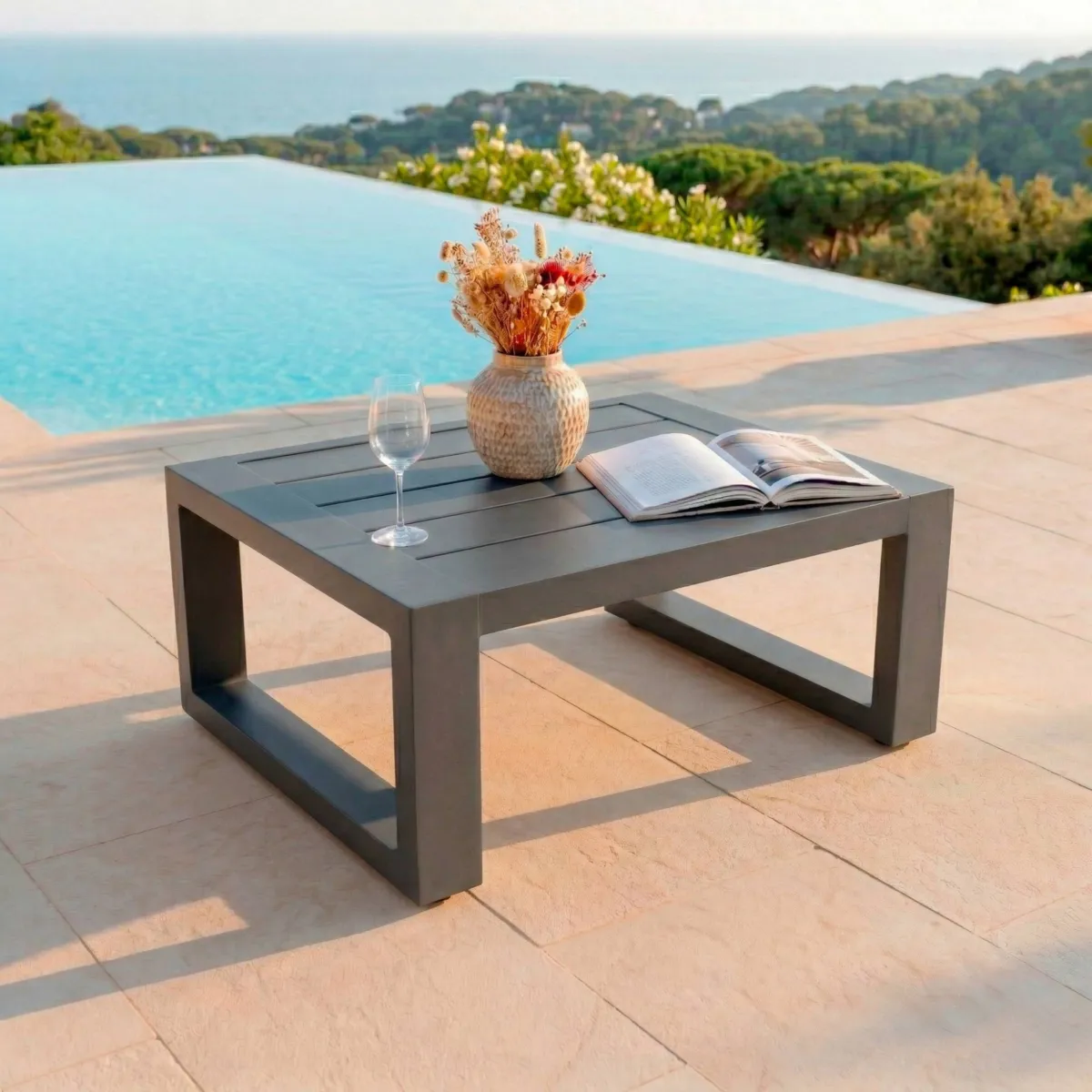 Salotto da giardino alluminio 4 posti 4 pezzi Elba Grigio antracite