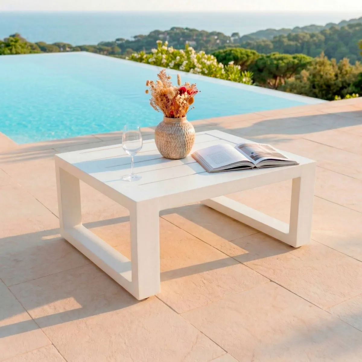 Salon de jardin aluminium 4 places 4 pcs Elba Blanc et beige