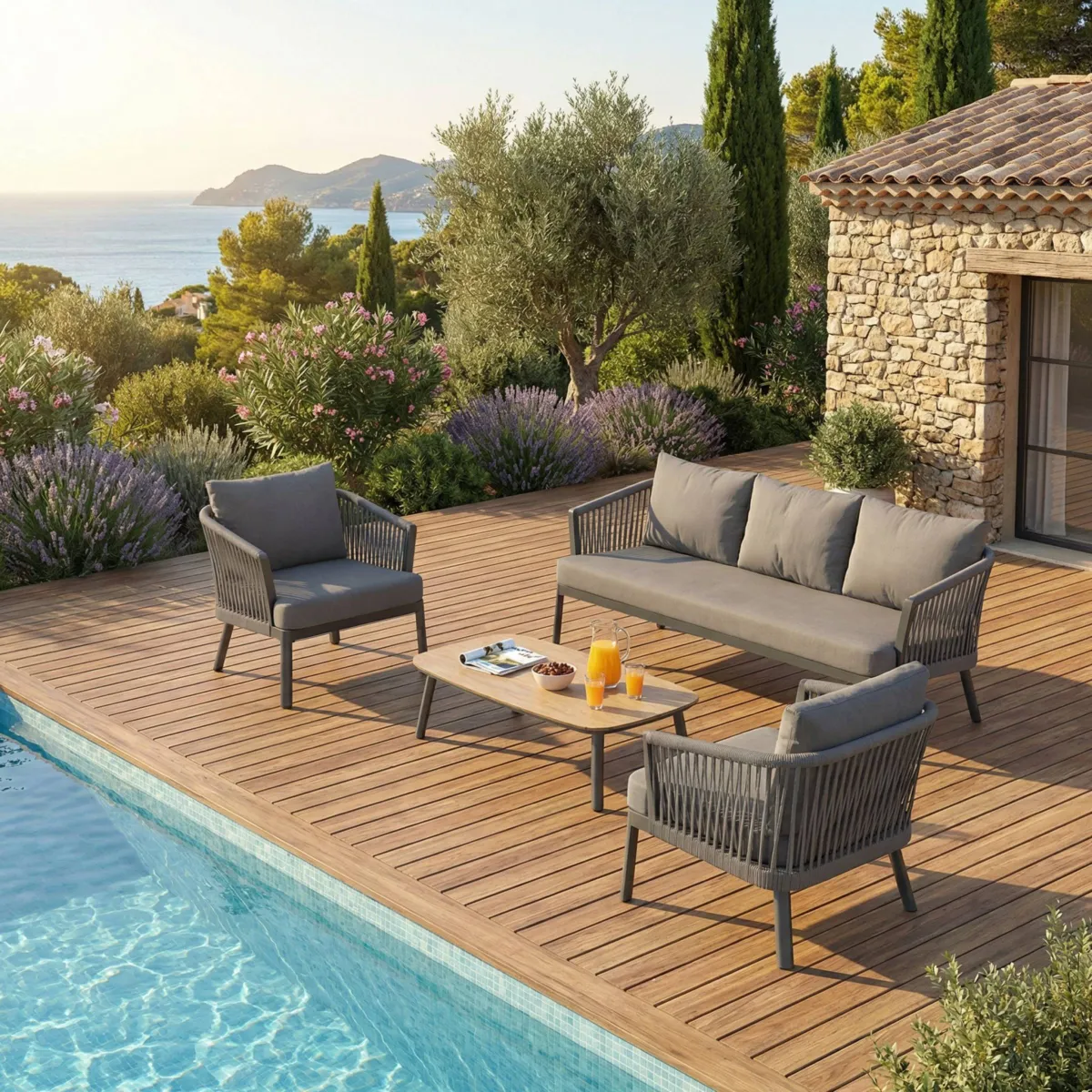 Conjunto de muebles de jardÃ­n Amalfi Gris antracita - 5 plazas