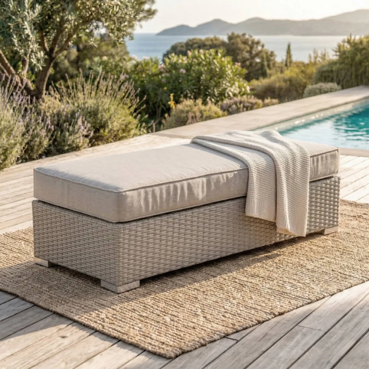 Salon de jardin en résine tressée 9 places 9 pcs Palma Gris et taupe