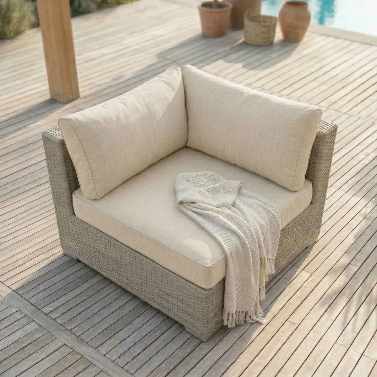 Salon de jardin en résine tressée 9 places 9 pcs Palma Gris et beige