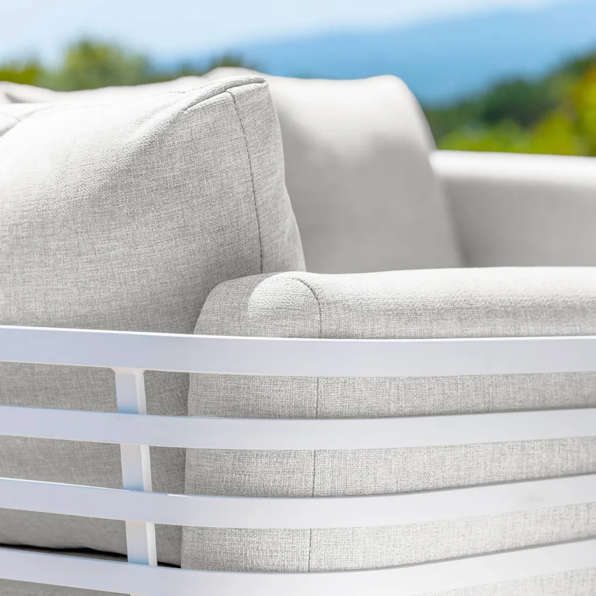 Salon de jardin aluminium 9 places 12 pcs Monte Carlo Blanc et gris clair