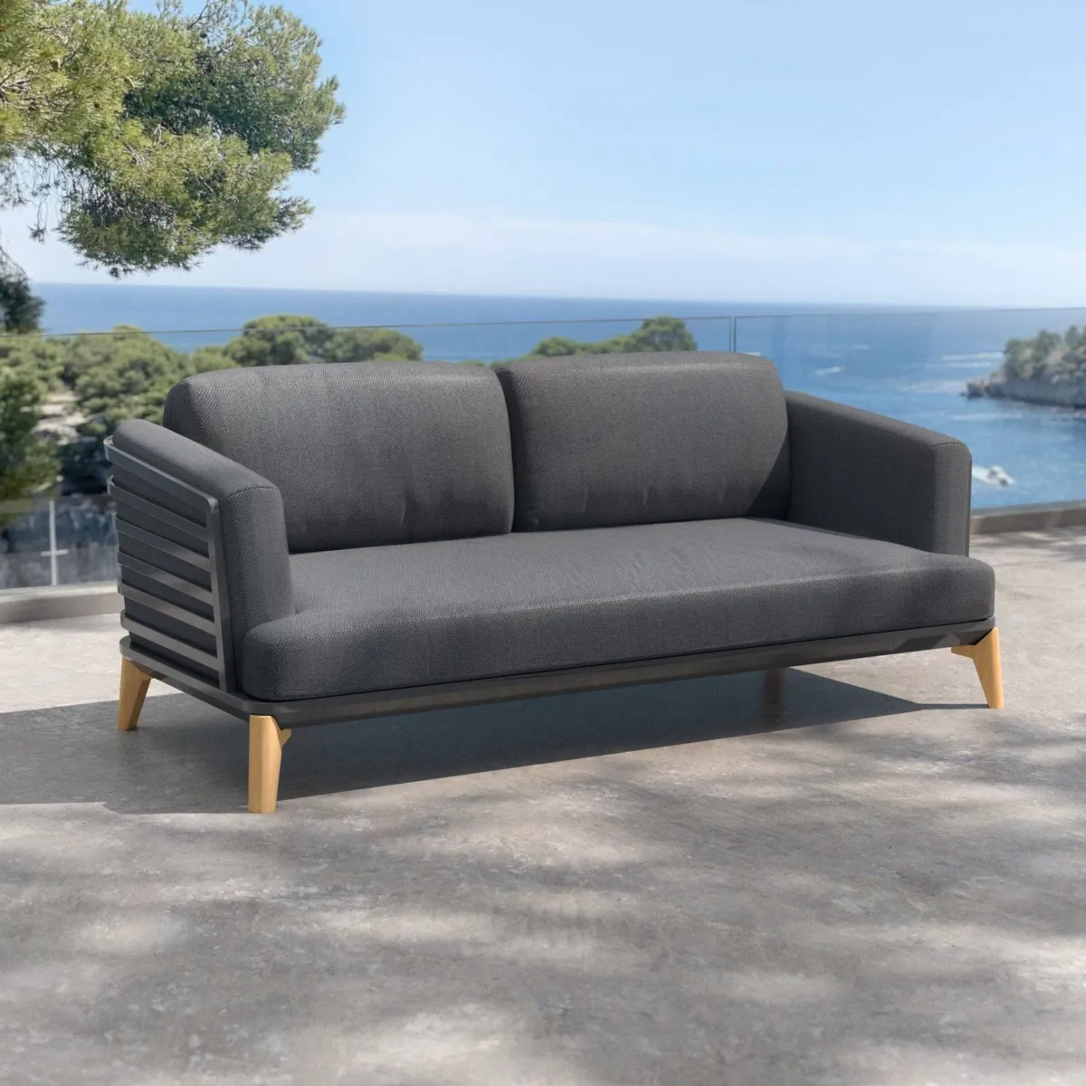 Conjunto de jardín de aluminio 9 plazas 12 piezas Monte Carlo Gris antracita