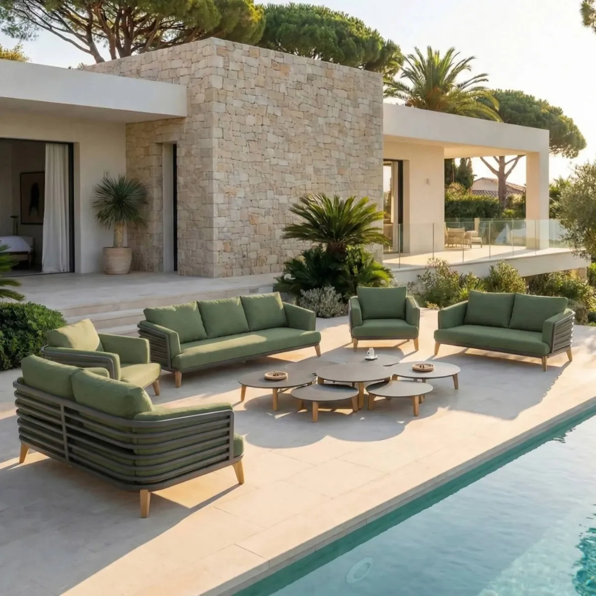 Set da giardino in alluminio 9 posti 12 pezzi Monte Carlo Grigio antracite e verde rosmarino