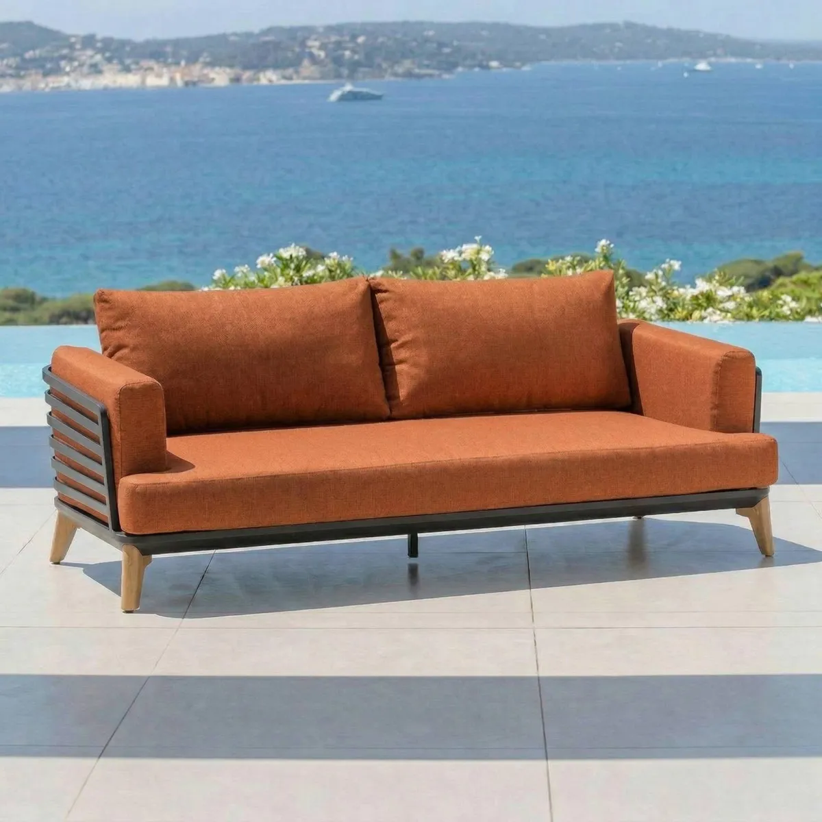Set da giardino in alluminio 9 posti 12 pezzi Monte Carlo Grigio antracite e terracotta