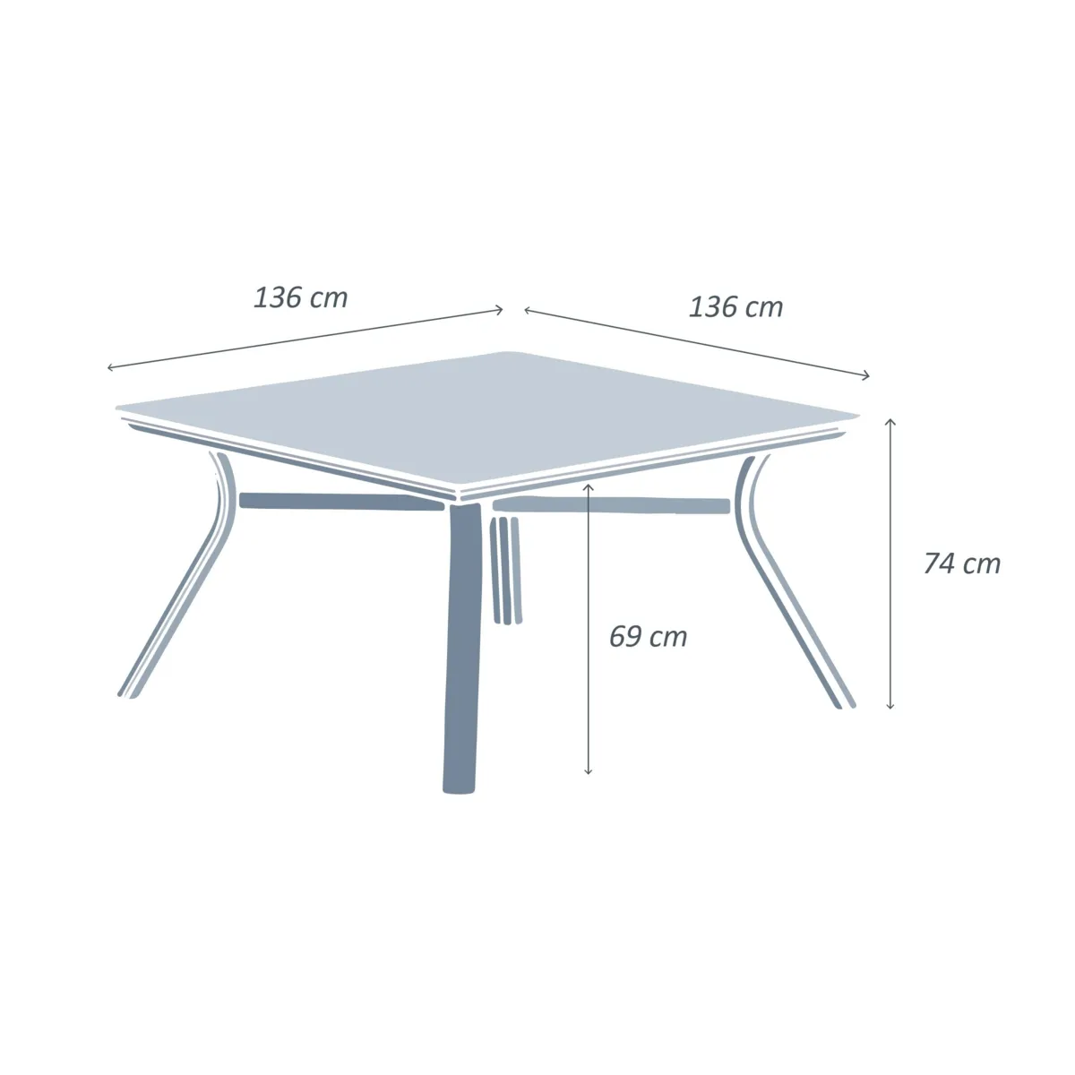 Tavolo da giardino alluminio 8 posti (136 x 136 cm) Amalfi Bianco