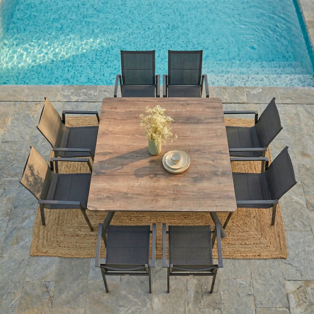Tavolo da giardino alluminio 8 posti (136 x 136 cm) Amalfi Grigio antracite